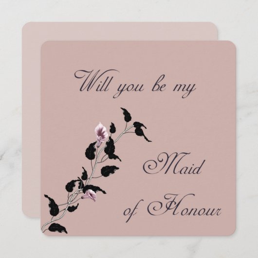私のメイド・オブ・オーナー(花嫁付き添い人)ピンク招待状 招待状 (正面/裏面)
