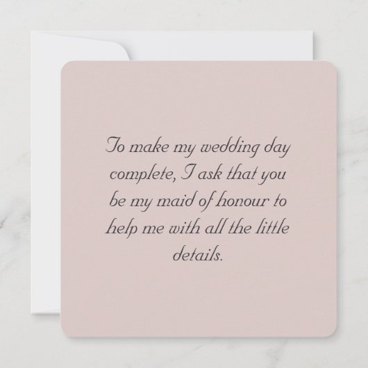 私のメイド・オブ・オーナー(花嫁付き添い人)ピンク招待状 招待状 (裏面)
