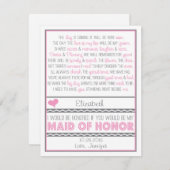 私のメイド・オブ・オーナー(花嫁付き添い人)?ピンク/グレーの詩V2 招待状 (正面/裏面)