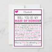 私のメイド・オブ・オーナー(花嫁付き添い人)?ピンク/黒コラージュ 招待状 (正面)