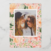 私のメイド・オブ・オーナー(花嫁付き添い人)フローラ金ゴールド 箔招待状 (裏面)