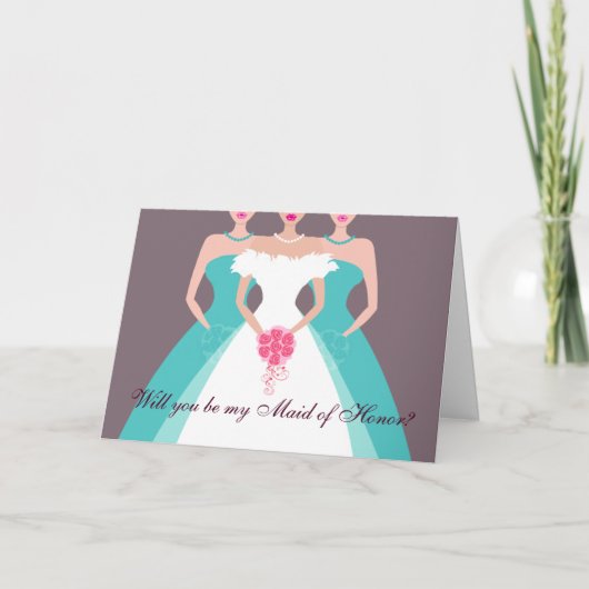 私のメイド・オブ・オーナー（花嫁付き添い人）?ブライダルパーティ（プール） 招待状 (正面)