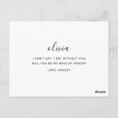 私のメイド・オブ・オーナー(花嫁付き添い人) | ブラック&ホワイト ポストカード (裏面)