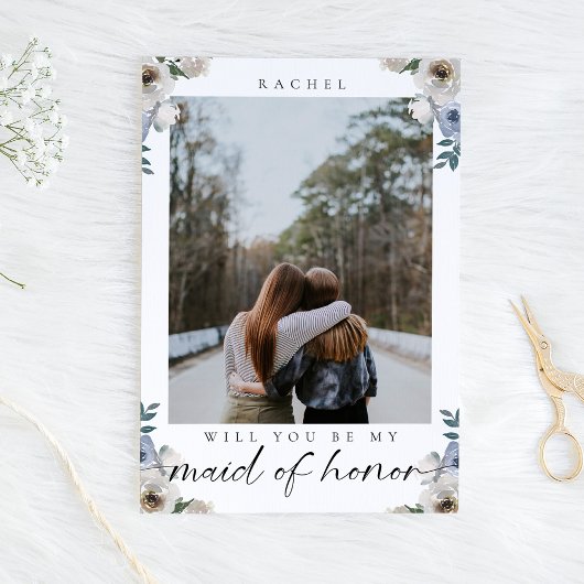 私のメイド・オブ・オーナー（花嫁付き添い人）ブルーバラ写真 ポストカード