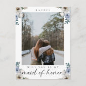 私のメイド・オブ・オーナー（花嫁付き添い人）ブルーバラ写真 ポストカード (正面)