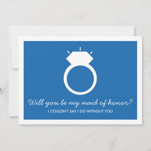 私のメイド・オブ・オーナー（花嫁付き添い人）?ブルーリングや輪カード 招待状 (正面)