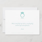 私のメイド・オブ・オーナー(花嫁付き添い人)?ブルーリングや輪カード 招待状 (裏面)