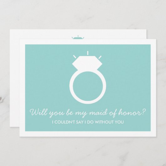 私のメイド・オブ・オーナー(花嫁付き添い人)?ブルーリングや輪カード 招待状 (正面/裏面)