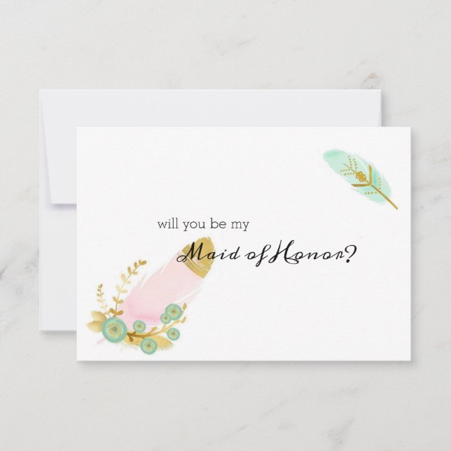 私のメイド・オブ・オーナー（花嫁付き添い人）ボホフェザーピンク (正面)