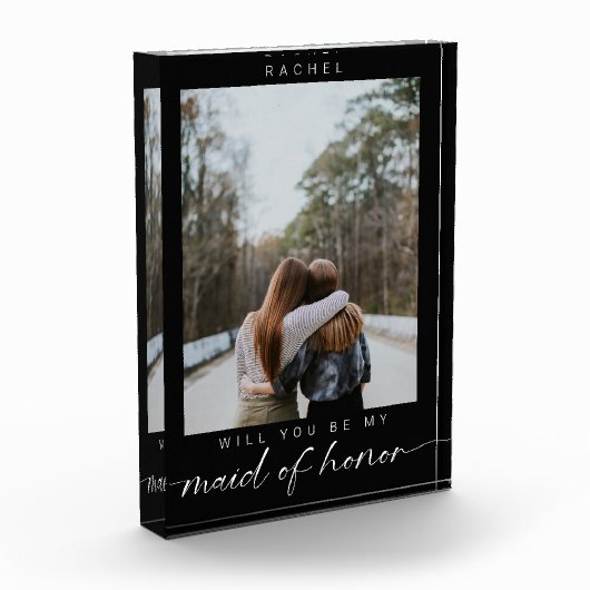 私のメイド・オブ・オーナー（花嫁付き添い人）ミニマリスト写真シック フォトブロック (左)