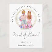 私のメイド・オブ・オーナー（花嫁付き添い人）リクエストは金髪の女の子 インビテーションポストカード (正面)