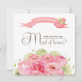 私のメイド・オブ・オーナー（花嫁付き添い人）?ロマンチックなバラ 招待状 (正面)