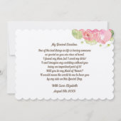 私のメイド・オブ・オーナー（花嫁付き添い人）?ロマンチックなバラ 招待状 (裏面)