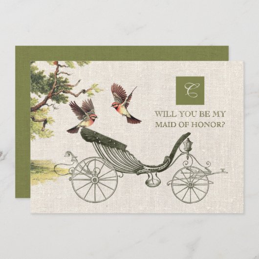 私のメイド・オブ・オーナー(花嫁付き添い人)?ヴィンテージアートバーラップ 招待状 (正面/裏面)