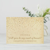 私のメイド・オブ・オーナー(花嫁付き添い人)ヴィンテージ金ゴールド紙吹雪 招待状 (スタンド正面)