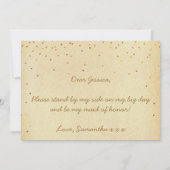 私のメイド・オブ・オーナー(花嫁付き添い人)ヴィンテージ金ゴールド紙吹雪 招待状 (裏面)
