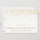 私のメイド・オブ・オーナー(花嫁付き添い人)ヴィンテージ金ゴールド紙吹雪 招待状 (正面)