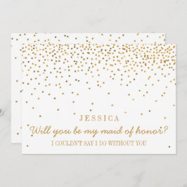 私のメイド・オブ・オーナー（花嫁付き添い人）ヴィンテージ金ゴールド紙吹雪 招待状