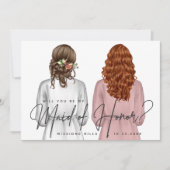 私のメイド・オブ・オーナー（花嫁付き添い人）?女子のローブV2インチ 招待状 (正面)