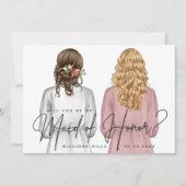 私のメイド・オブ・オーナー（花嫁付き添い人）?女子のローブV2インチ 招待状 (正面)