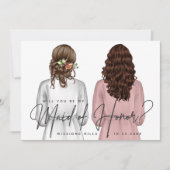 私のメイド・オブ・オーナー（花嫁付き添い人）?女子のローブV2インチ 招待状 (正面)