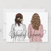 私のメイド・オブ・オーナー（花嫁付き添い人）?女子のローブV2インチ 招待状 (正面)