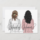 私のメイド・オブ・オーナー（花嫁付き添い人）?女子のローブV2インチ 招待状 (正面)