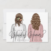 私のメイド・オブ・オーナー（花嫁付き添い人）?女子のローブV2インチ 招待状 (正面)