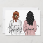 私のメイド・オブ・オーナー(花嫁付き添い人)?女子のローブV2インチ 招待状 (正面)