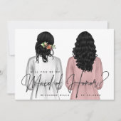 私のメイド・オブ・オーナー(花嫁付き添い人)?女子のローブV2インチ 招待状 (正面)