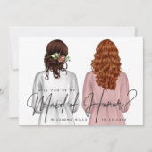 私のメイド・オブ・オーナー（花嫁付き添い人）?女子のローブV2インチ 招待状 (正面)