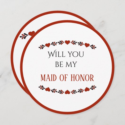 私のメイド・オブ・オーナー(花嫁付き添い人) 招待状 (正面/裏面)