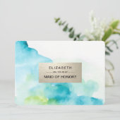 私のメイド・オブ・オーナー（花嫁付き添い人）?水モダン色 招待状 (スタンド正面)