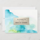 私のメイド・オブ・オーナー（花嫁付き添い人）?水モダン色 招待状 (正面)