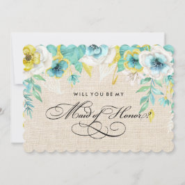 私のメイド・オブ・オーナー（花嫁付き添い人）?水彩フローラ 招待状