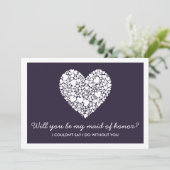 私のメイド・オブ・オーナー（花嫁付き添い人）?紫のハートカード 招待状 (スタンド正面)