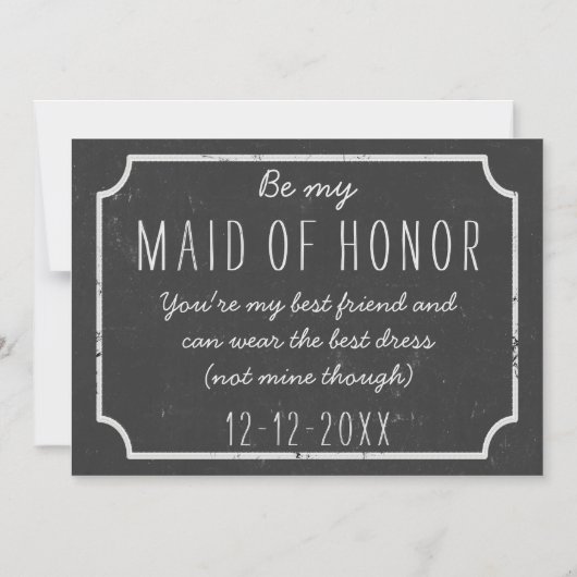 私のメイド・オブ・オーナー（花嫁付き添い人）結婚の提案 マグネット招待状 (正面)