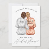 私のメイド・オブ・オーナー(花嫁付き添い人)?絹の着物を着た女の子 招待状 (正面)