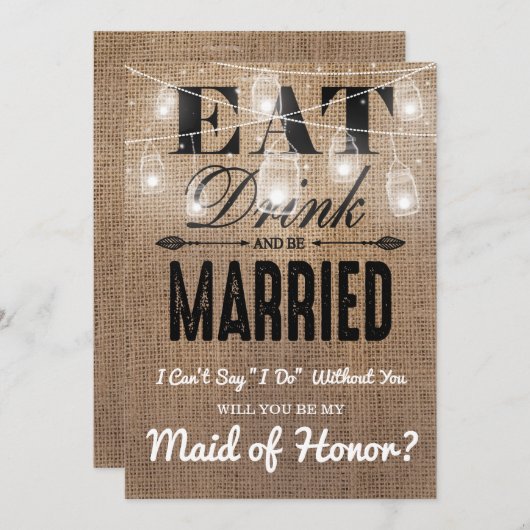 私のメイド・オブ・オーナー(花嫁付き添い人)? |花嫁素朴のメイド 招待状 (正面/裏面)