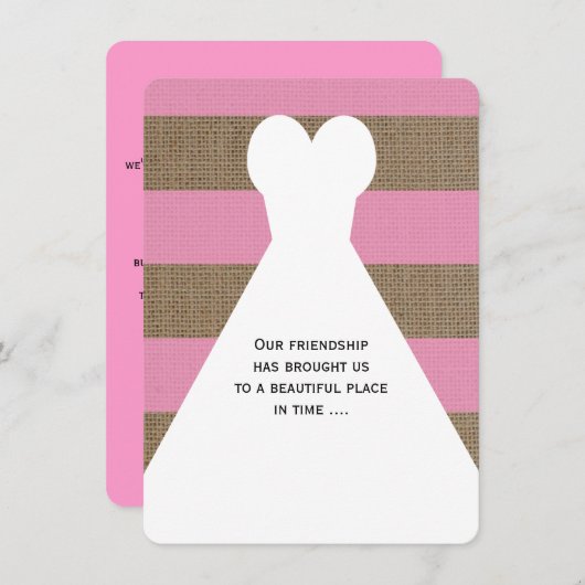 私のメイド・オブ・オーナー(花嫁付き添い人)詩をピンクに 招待状 (正面/裏面)