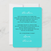 私のメイド・オブ・オーナー(花嫁付き添い人)詩ターコイズ 招待状 (裏面)