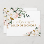 私のメイド・オブ・オーナー(花嫁付き添い人)赤面ピンクフローラ ポストカード (正面/裏面)