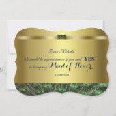 私のメイド・オブ・オーナー（花嫁付き添い人）?金ゴールドカスタムピーコック 招待状 (裏面)