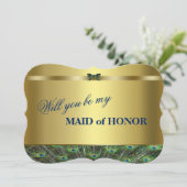 私のメイド・オブ・オーナー（花嫁付き添い人）?金ゴールドカスタムピーコック 招待状 (スタンド正面)