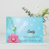 私のメイド・オブ・オーナー（花嫁付き添い人）金ゴールドブルーグリッター 招待状 (スタンド正面)