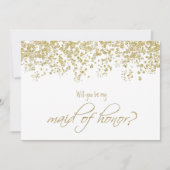 私のメイド・オブ・オーナー(花嫁付き添い人)?金ゴールド紙吹雪 招待状 (正面)