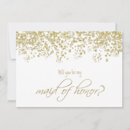 私のメイド・オブ・オーナー（花嫁付き添い人）?金ゴールド紙吹雪 招待状