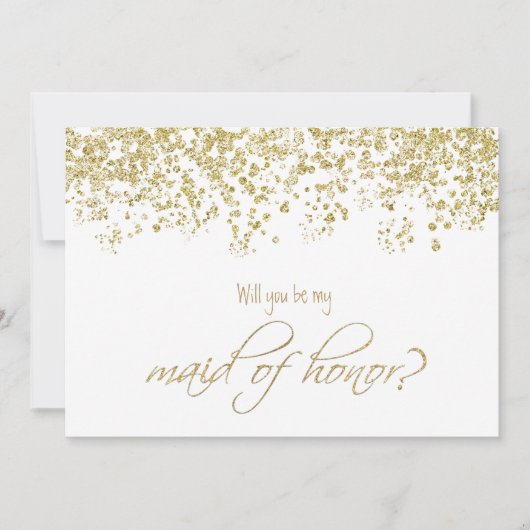 私のメイド・オブ・オーナー(花嫁付き添い人)?金ゴールド紙吹雪 招待状 (正面)