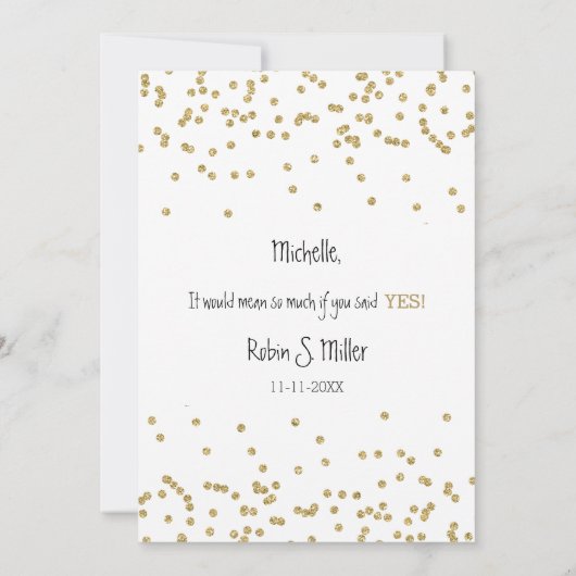 私のメイド・オブ・オーナー(花嫁付き添い人)?金ゴールド紙吹雪 招待状 (裏面)