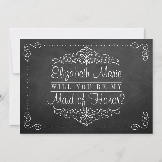 私のメイド・オブ・オーナー(花嫁付き添い人)?黒板カード 招待状 (正面)